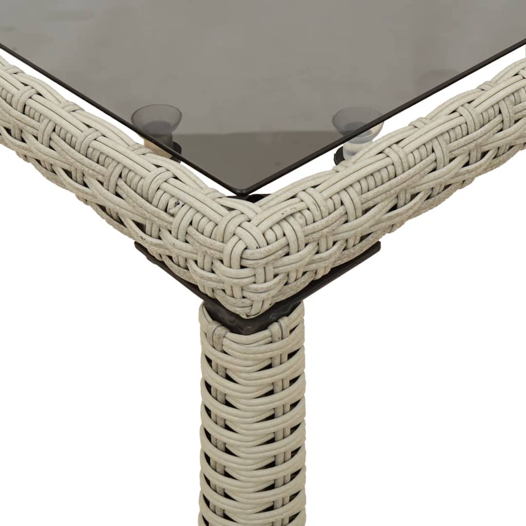 Garden Table Glass Top Light Gray 115x54x74 Polyrattan
