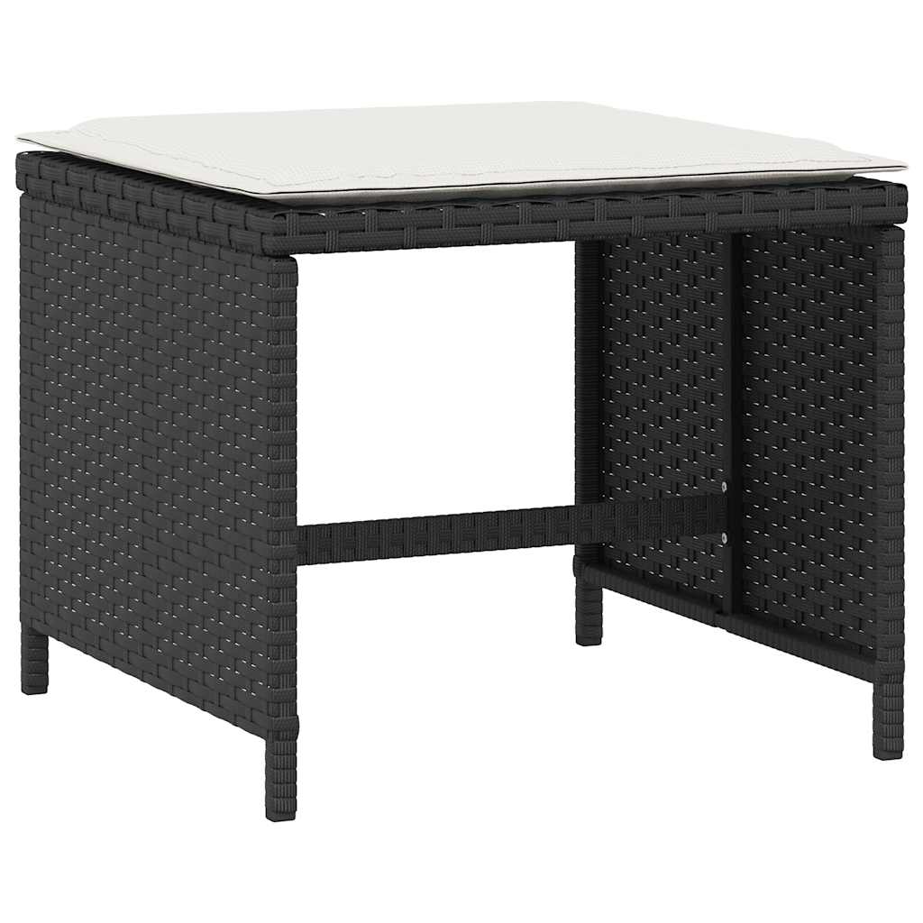 Set da Pranzo da Giardino 5 pz Nero con Cuscini in Polyrattan
