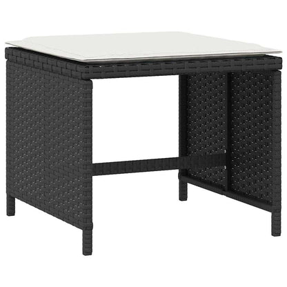 Set da Pranzo da Giardino 5 pz Nero con Cuscini in Polyrattan