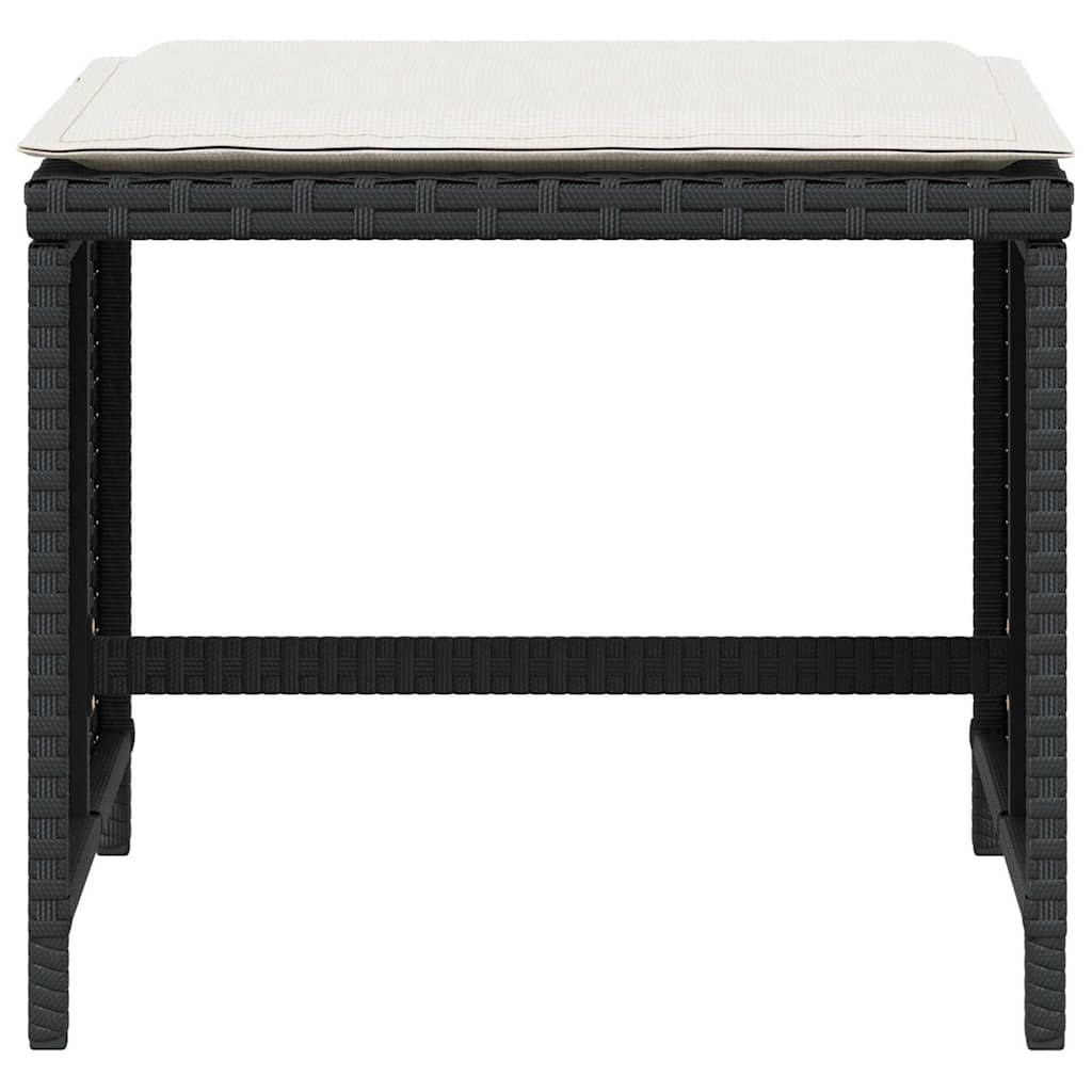 Set da Pranzo da Giardino 5 pz Nero con Cuscini in Polyrattan
