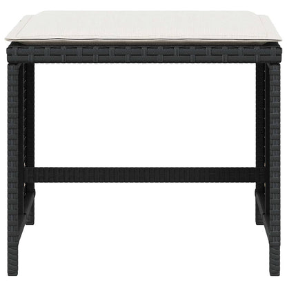 Set da Pranzo da Giardino 5 pz Nero con Cuscini in Polyrattan