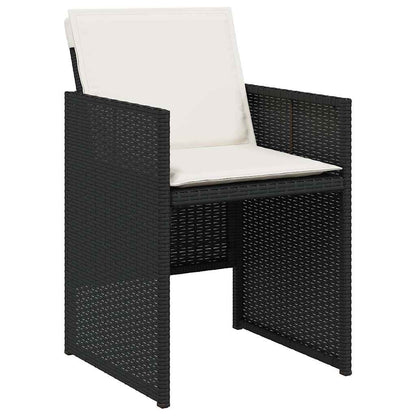 Set da Pranzo da Giardino 5 pz Nero con Cuscini in Polyrattan