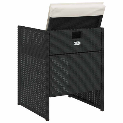Set da Pranzo da Giardino 5 pz Nero con Cuscini in Polyrattan