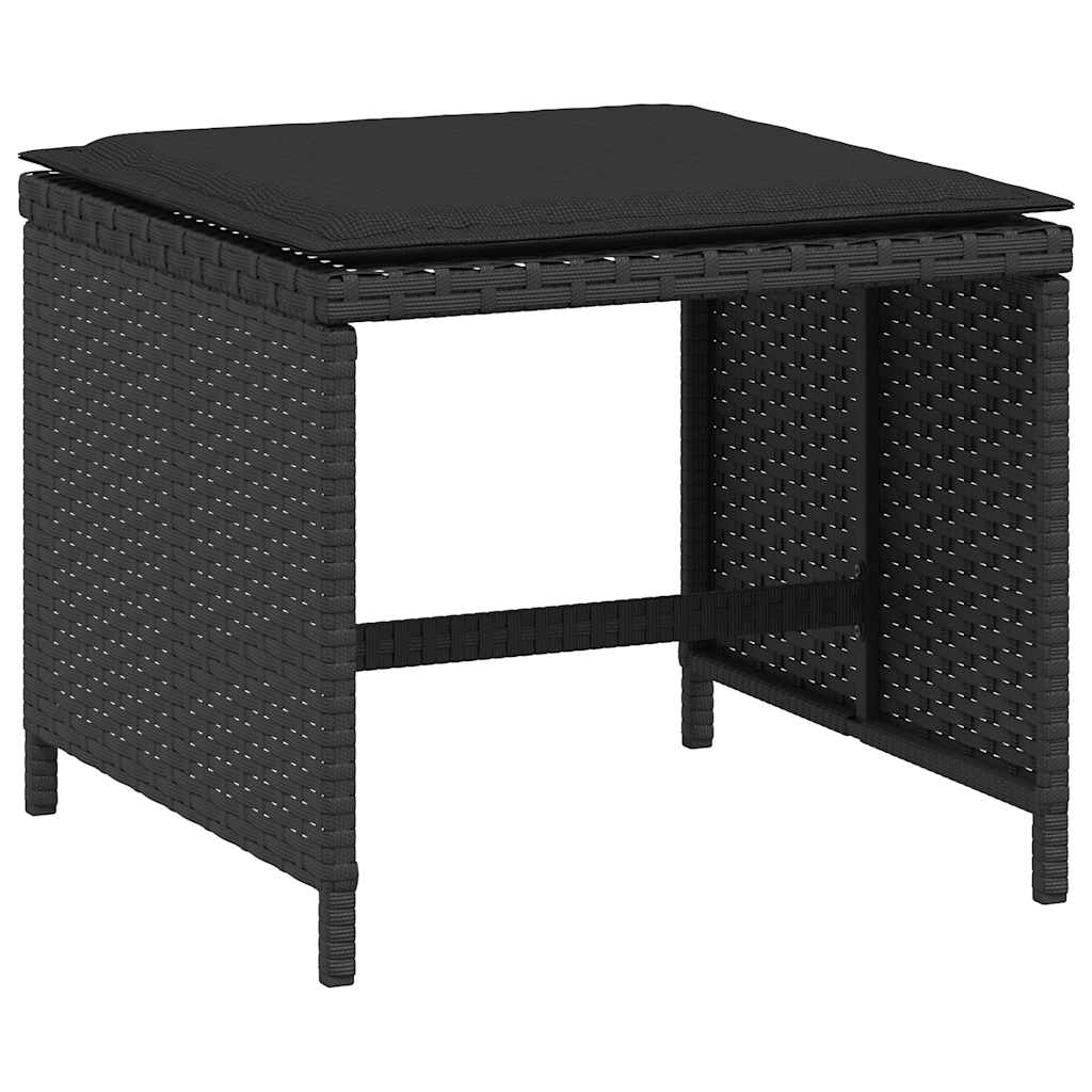 Set da Pranzo da Giardino 5 pz Nero con Cuscini in Polyrattan