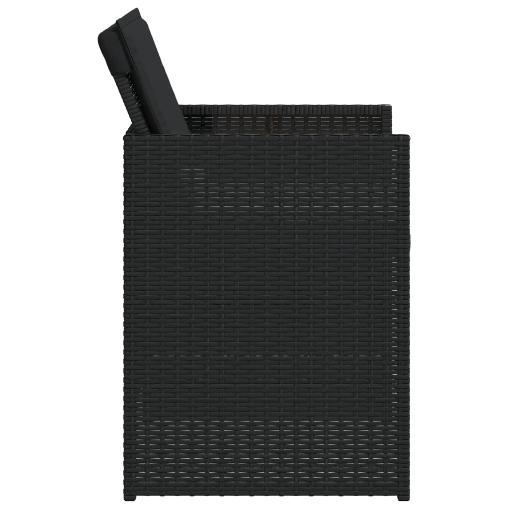 Set da Pranzo da Giardino 5 pz Nero con Cuscini in Polyrattan - homemem39