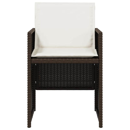 Set da Pranzo da Giardino 5pz con Cuscini in Polyrattan Marrone | homemem39