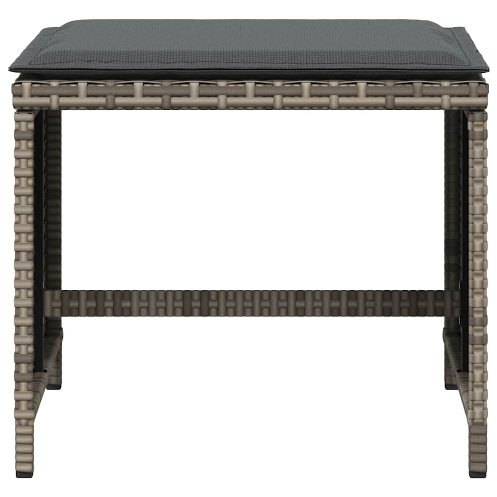 Set da Pranzo da Giardino 5 pz con Cuscini in Polyrattan Grigio