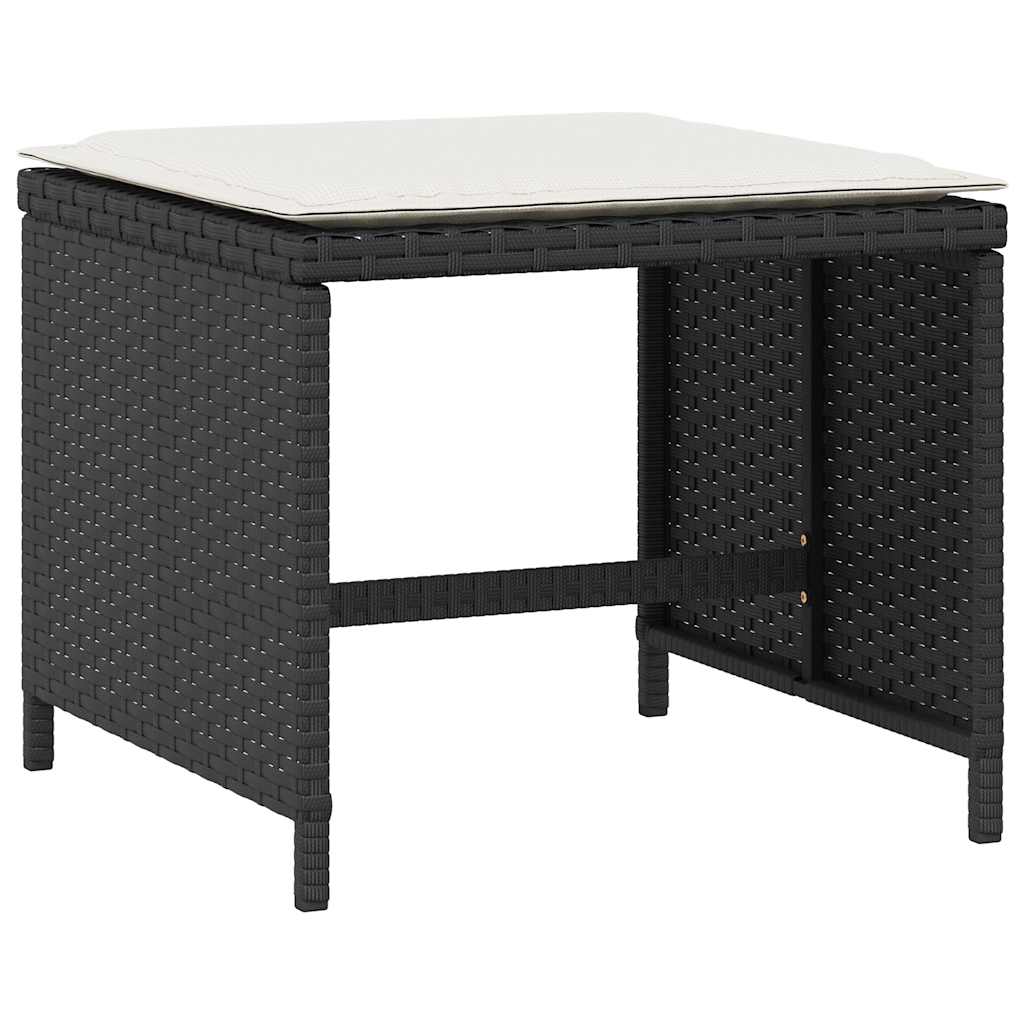 Set da Pranzo da Giardino 5 pz Nero con Cuscini in Polyrattan