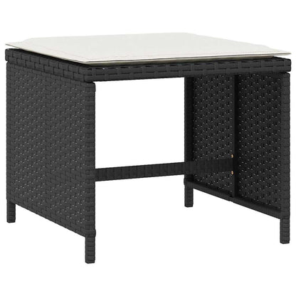 Set da Pranzo da Giardino 5 pz Nero con Cuscini in Polyrattan
