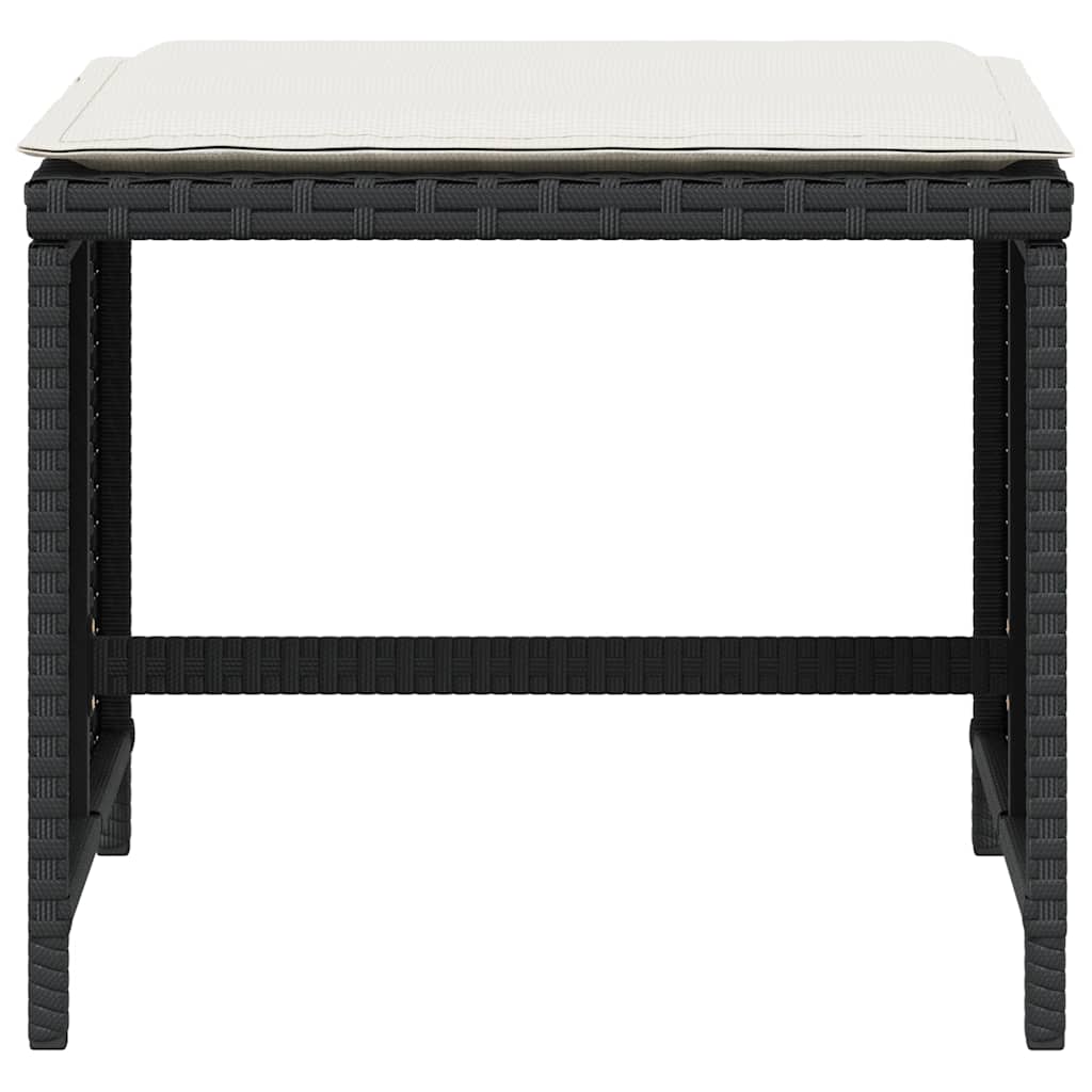 Set da Pranzo da Giardino 5 pz Nero con Cuscini in Polyrattan