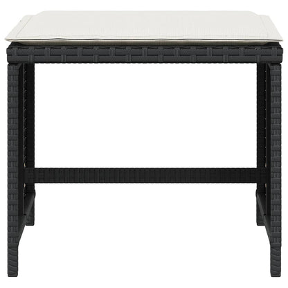 Set da Pranzo da Giardino 5 pz Nero con Cuscini in Polyrattan