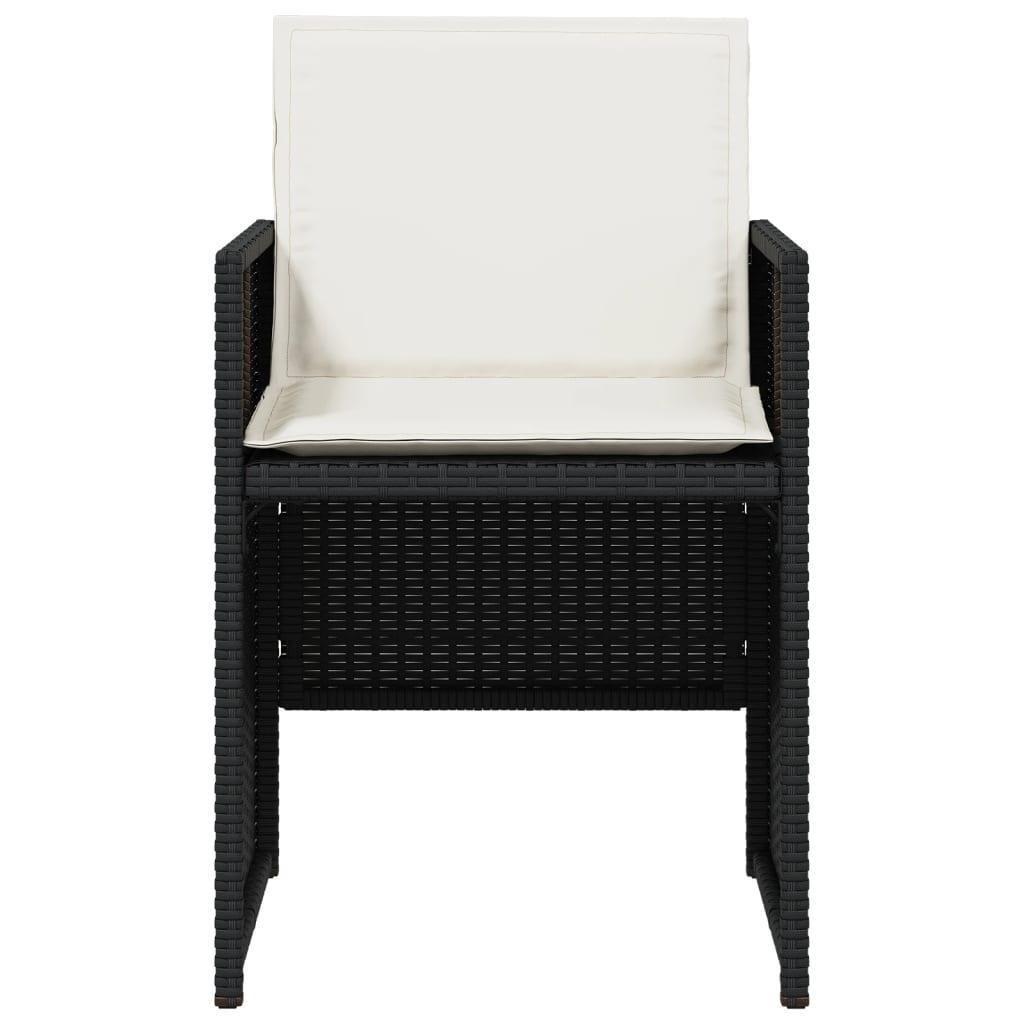Set da Pranzo da Giardino 5 pz Nero con Cuscini in Polyrattan | homemem39
