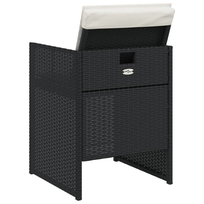 Set da Pranzo da Giardino 5 pz Nero con Cuscini in Polyrattan | homemem39