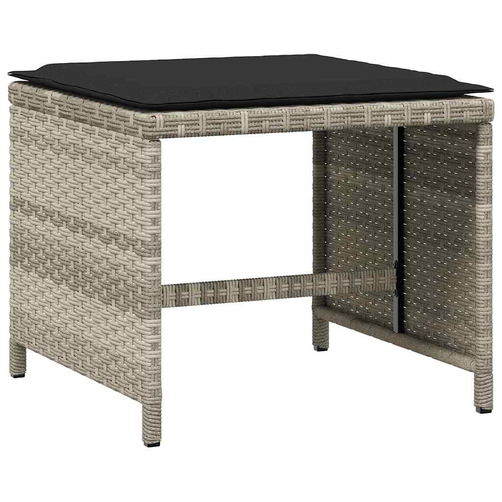 Set Pranzo da Giardino 5pz con Cuscini Grigio Chiaro Polyrattan