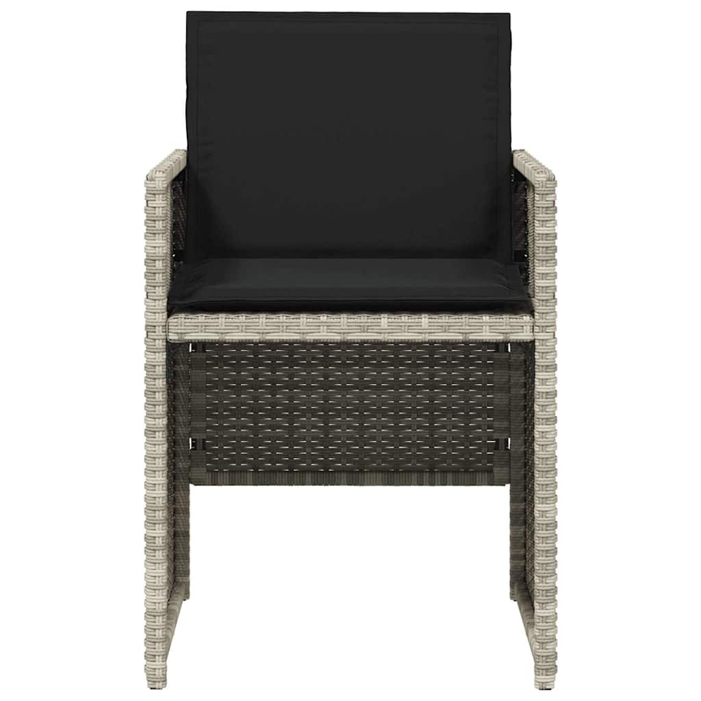 Set Pranzo da Giardino 5pz con Cuscini Grigio Chiaro Polyrattan