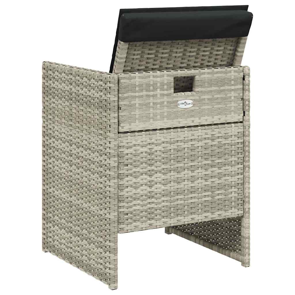 Set Pranzo da Giardino 5pz con Cuscini Grigio Chiaro Polyrattan | homemem39