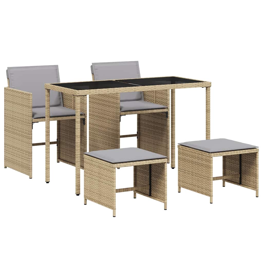Set Pranzo da Giardino 5 pz con Cuscini Beige Misto Polyrattan | homemem39