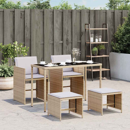 Set Pranzo da Giardino 5 pz con Cuscini Beige Misto Polyrattan | homemem39