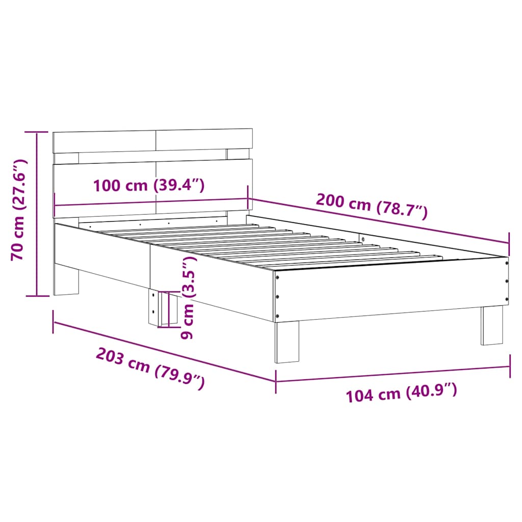 Giroletto senza Materasso con Testiera Rovere Sonoma 100x200 cm | homemem39