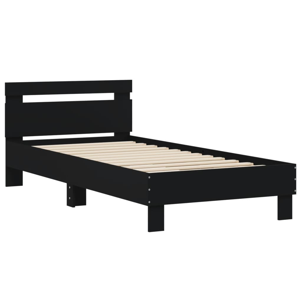Giroletto con Testiera Nero 90x200 cm in Legno Multistrato | homemem39