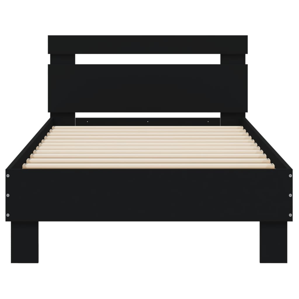 Giroletto con Testiera Nero 90x200 cm in Legno Multistrato | homemem39