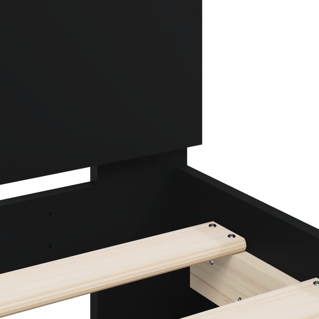 Giroletto con Testiera Nero 90x200 cm in Legno Multistrato | homemem39