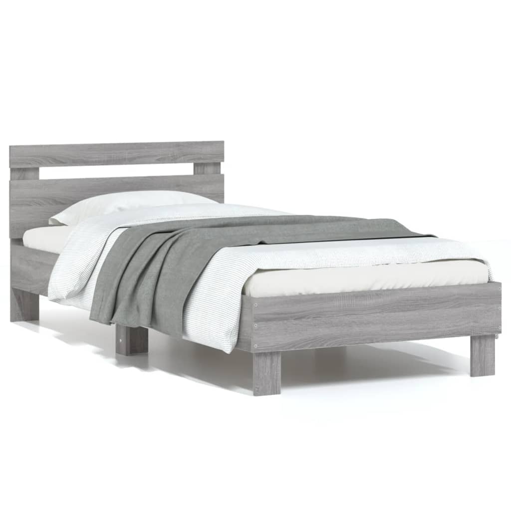 Giroletto con Testiera Grigio Sonoma 90x200cm Legno Multistrato | homemem39
