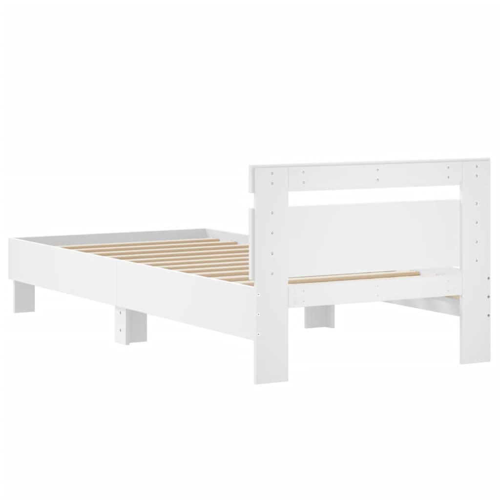 Giroletto con Testiera Bianco 90x190 cm in Legno Multistrato