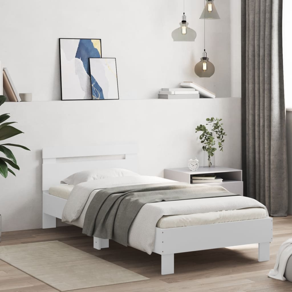 Giroletto con Testiera Bianco 90x190 cm in Legno Multistrato | homemem39