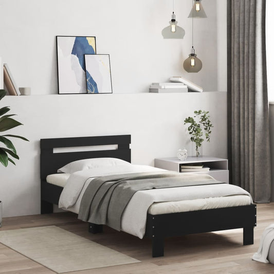 Giroletto con Testiera Nero 75x190 cm in Legno Multistrato | homemem39