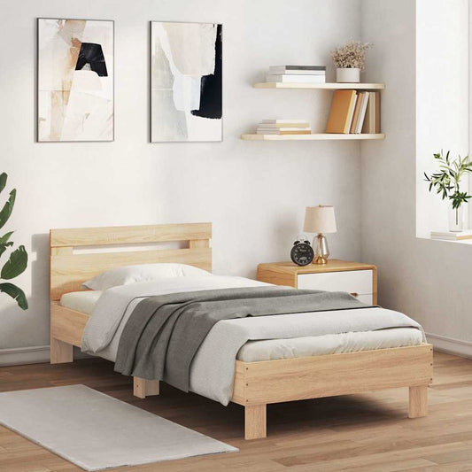 Giroletto senza Materasso con Testiera Rovere Sonoma 75x190 cm | homemem39