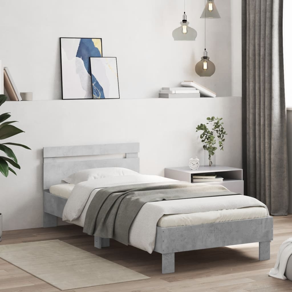 Giroletto Testiera Grigio Cemento 75x190 cm Legno Multistrato | homemem39