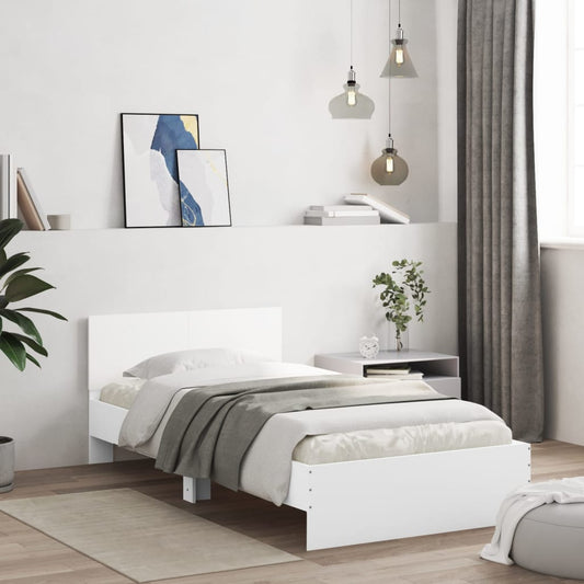 Giroletto con Testiera Bianco 100x200 cm in Legno Multistrato | homemem39