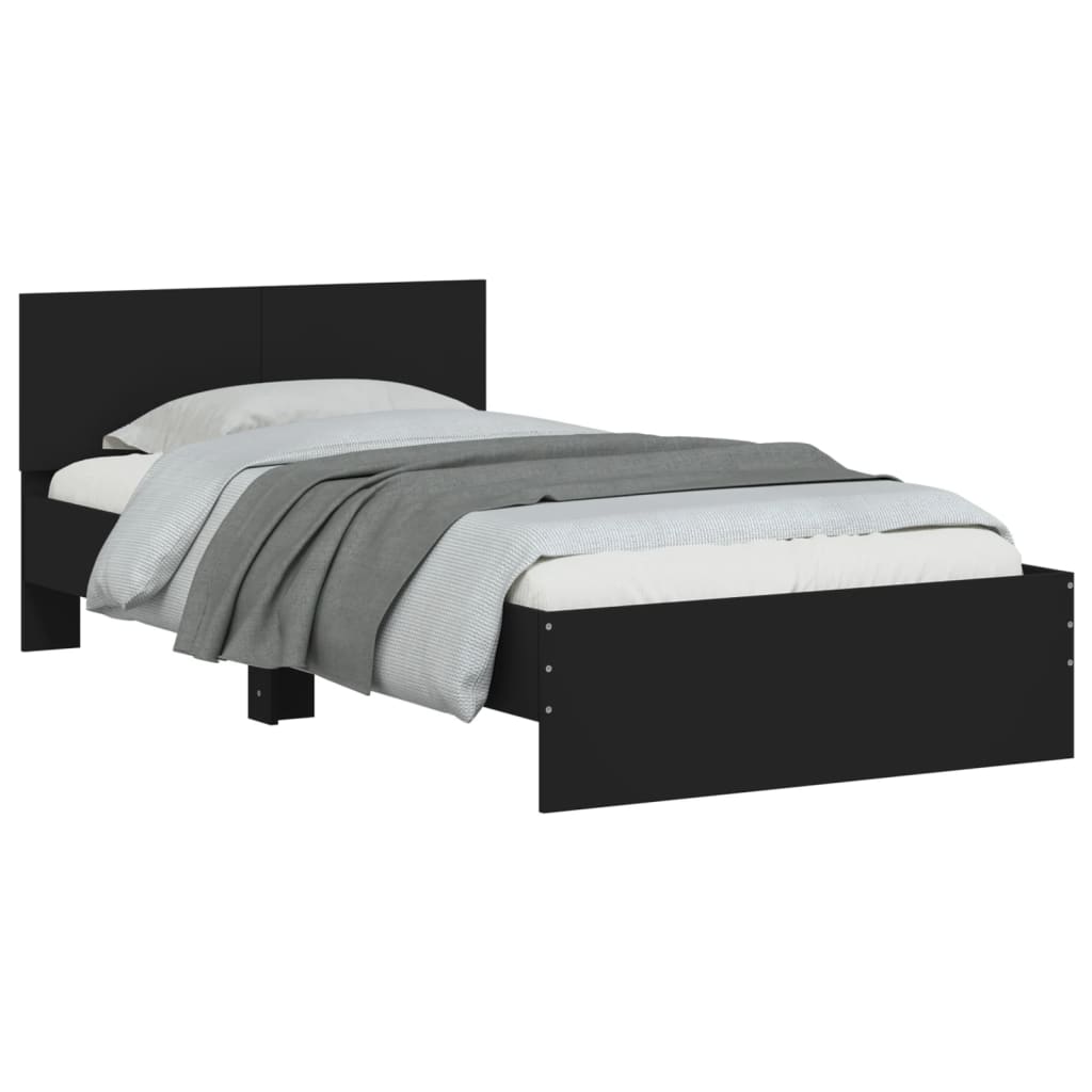 Giroletto con Testiera Nero 100x200 cm in Legno Multistrato | homemem39