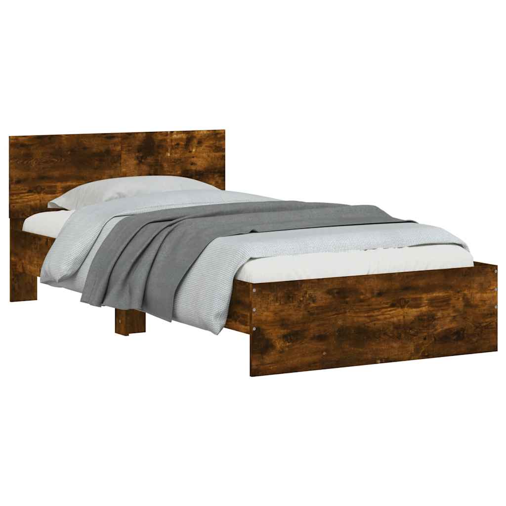 Giroletto con Testiera Rovere Fumo 100x200 cm Legno Multistrato