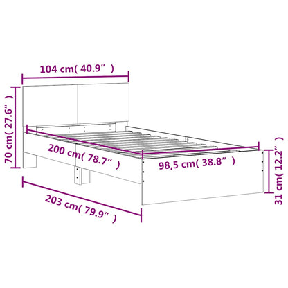 Giroletto con Testiera Rovere Fumo 100x200 cm Legno Multistrato