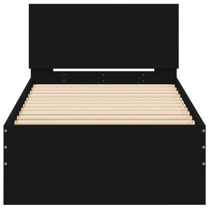 Giroletto con Testiera Nero 90x200 cm in Legno Multistrato - homemem39