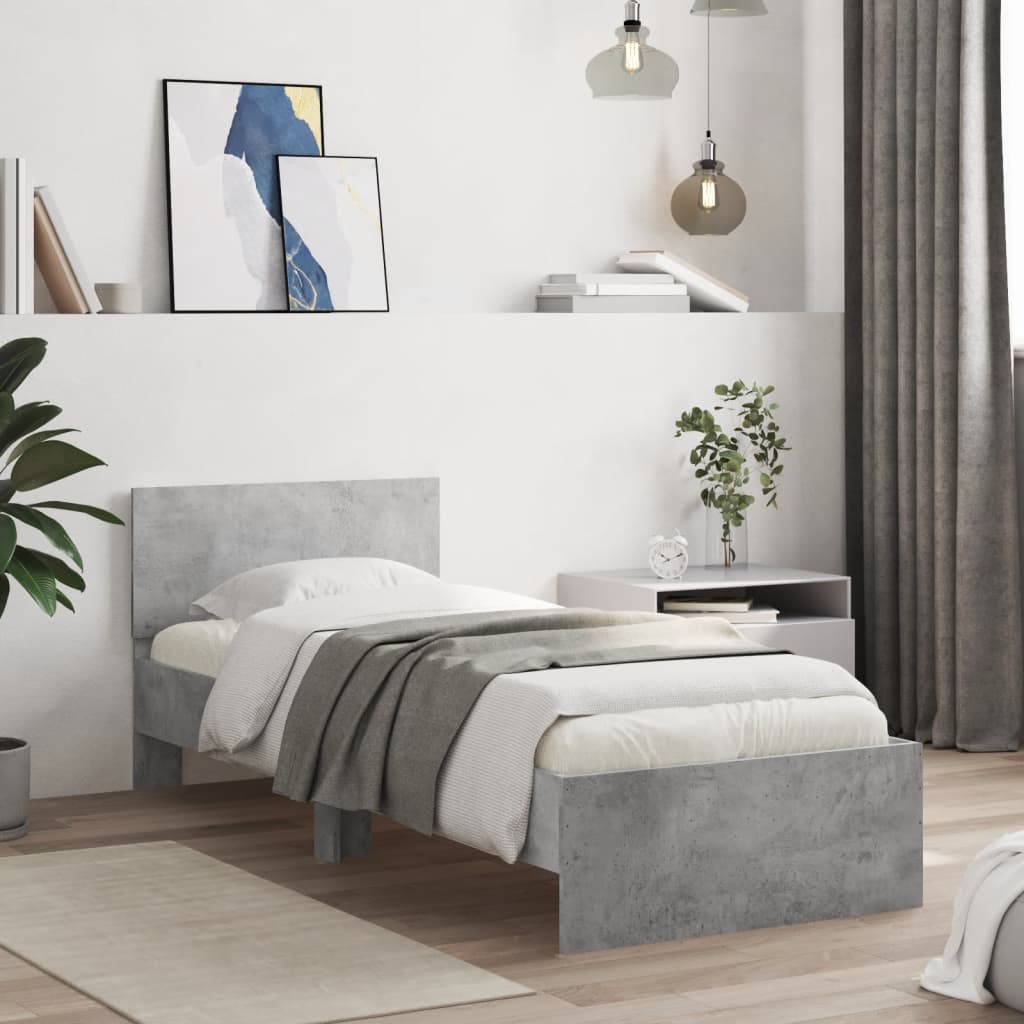 Giroletto Testiera Grigio Cemento 90x200 cm Legno Multistrato | homemem39