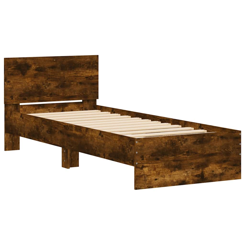 Giroletto con Testiera Rovere Fumo 90x200 cm Legno Multistrato