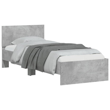 Giroletto e Testiera Grigio Cemento 90x190 cm Legno Multistrato