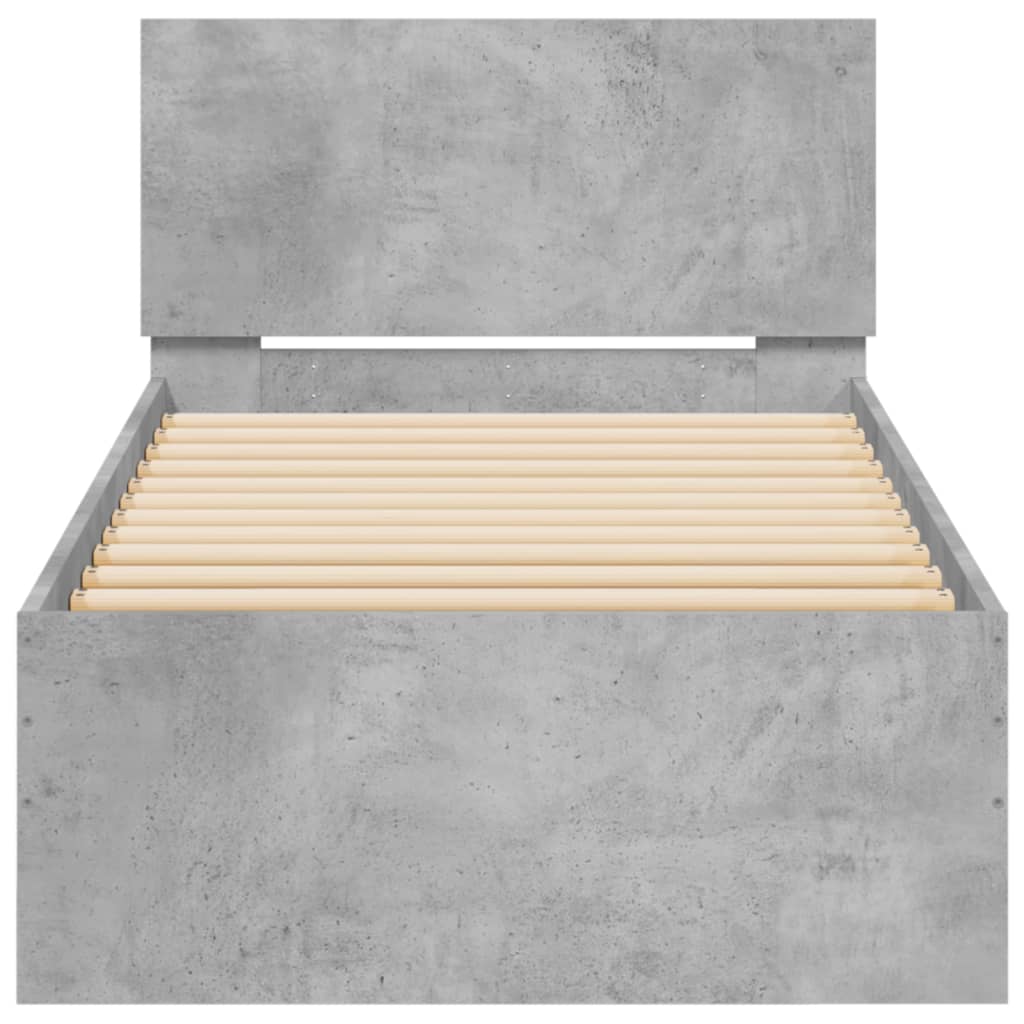 Giroletto e Testiera Grigio Cemento 90x190 cm Legno Multistrato - homemem39