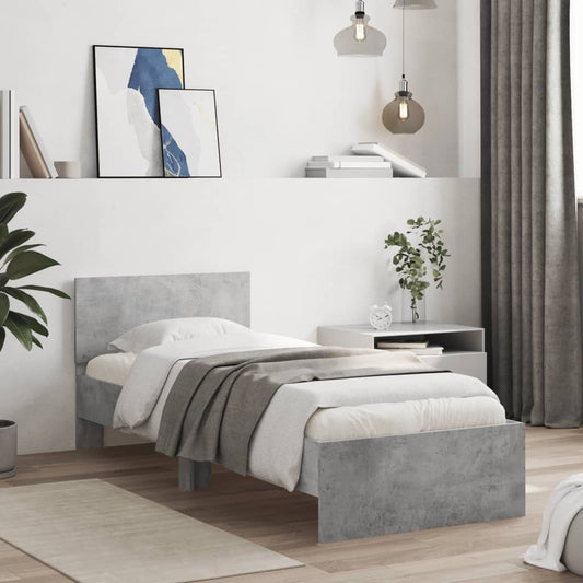 Giroletto e Testiera Grigio Cemento 90x190 cm Legno Multistrato | homemem39