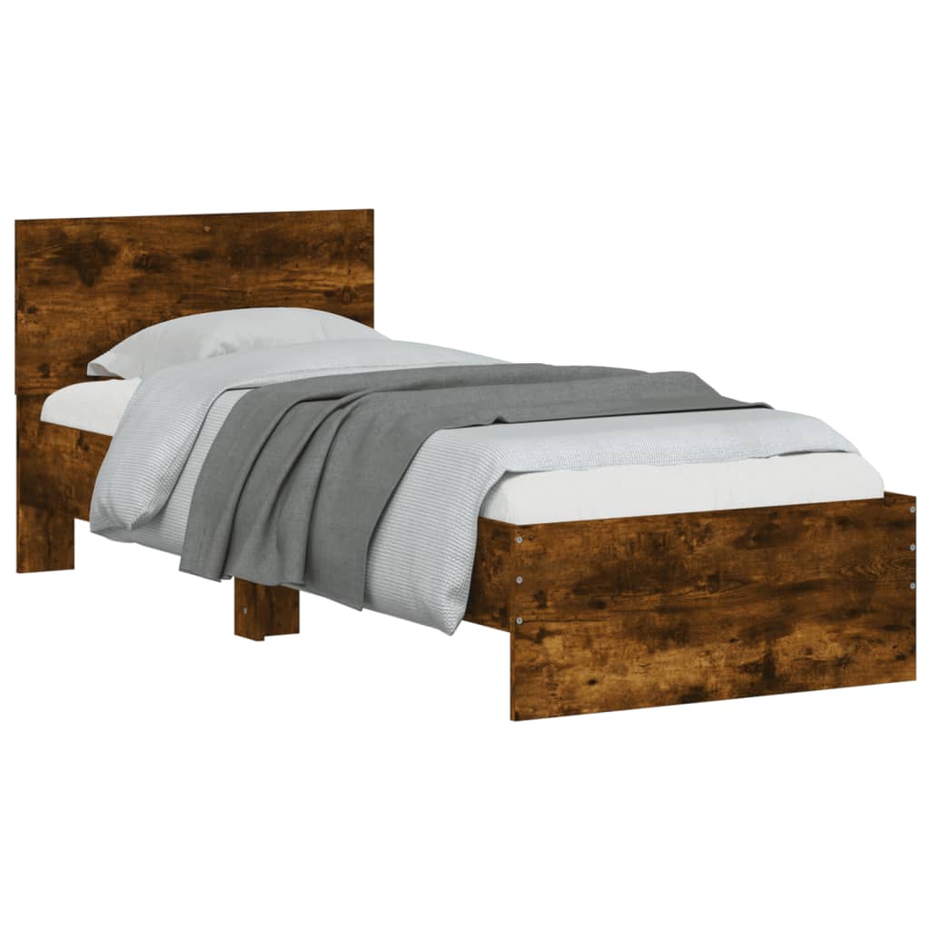 Giroletto con Testiera Rovere Fumo 90x190 cm Legno Multistrato
