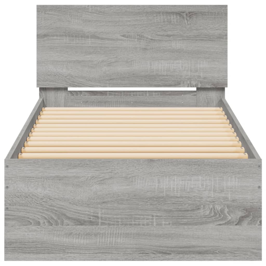 Giroletto con Testiera Grigio Sonoma 90x190cm Legno Multistrato