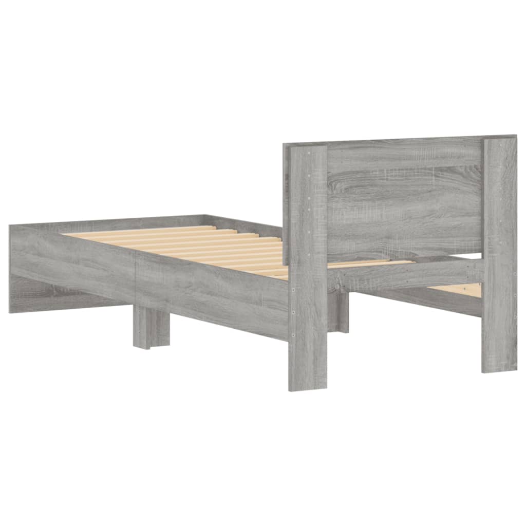 Giroletto con Testiera Grigio Sonoma 90x190cm Legno Multistrato