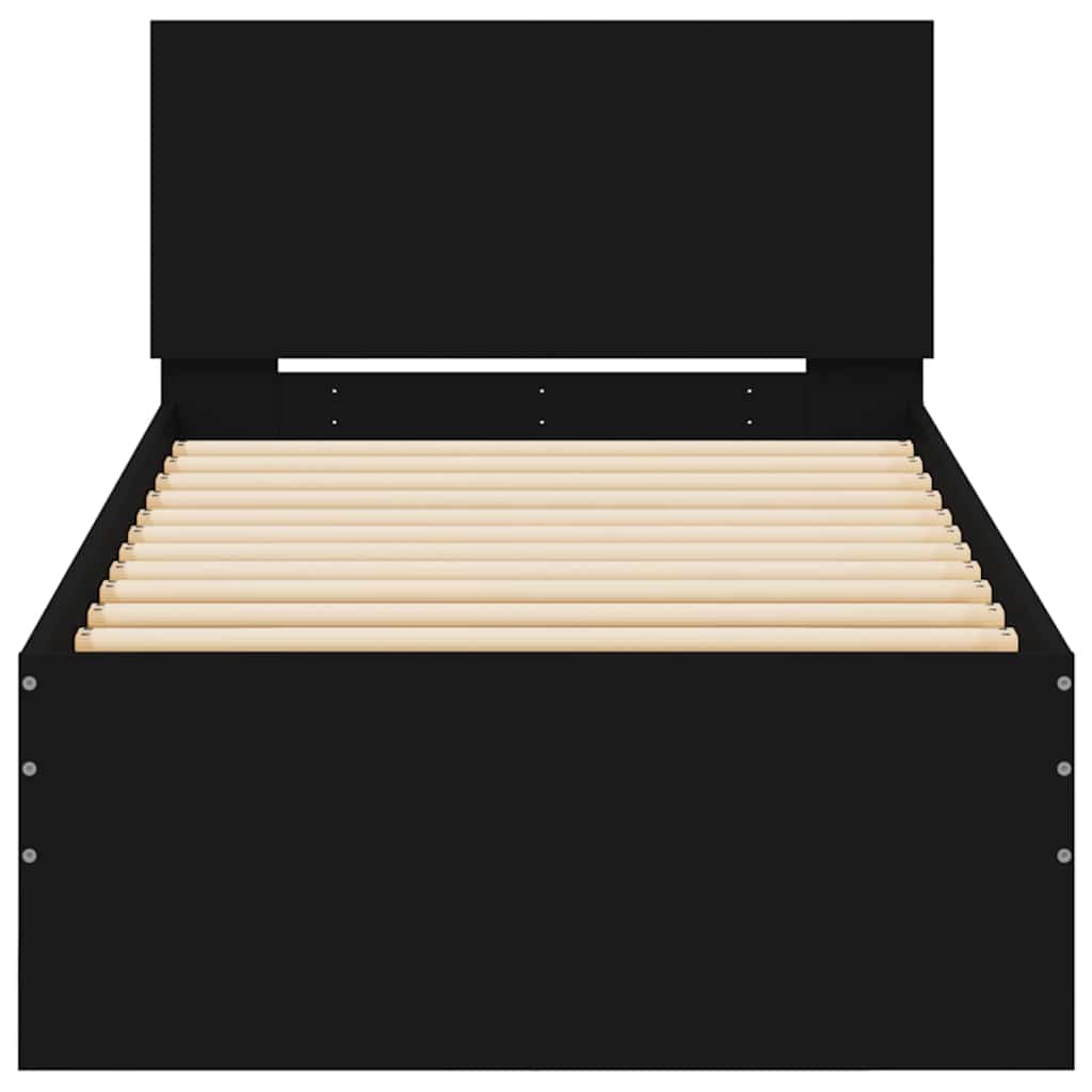 Giroletto con Testiera Nero 75x190 cm in Legno Multistrato - homemem39