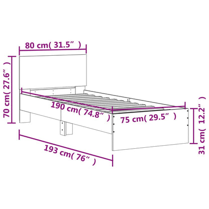 Giroletto Testiera Grigio Cemento 75x190 cm Legno Multistrato | homemem39