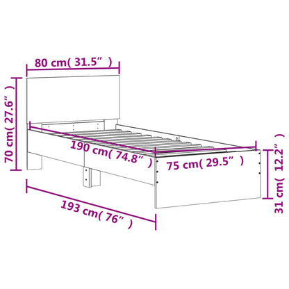 Giroletto con Testiera Grigio Sonoma 75x190cm Legno Multistrato | homemem39