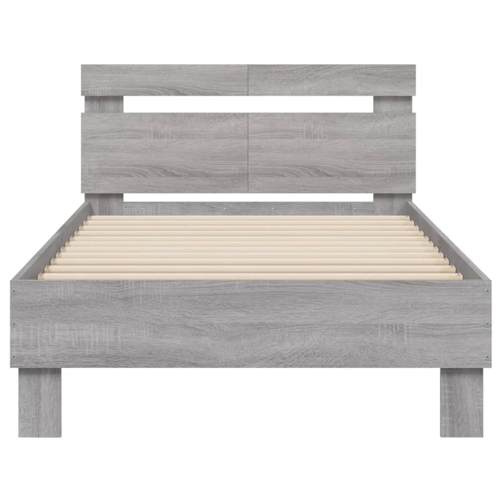 Giroletto con Testiera e LED Grigio Sonoma 100x200 cm | homemem39