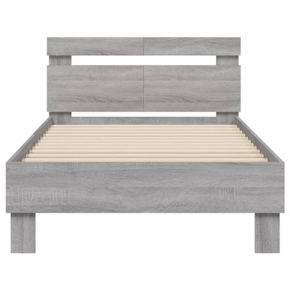 Giroletto con Testiera e LED Grigio Sonoma 100x200 cm | homemem39
